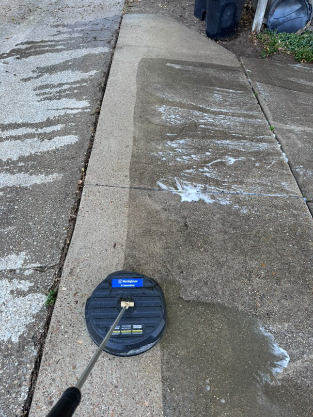 Pressure washing driveway